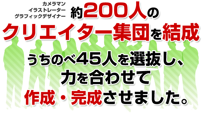 約200人のクリエイター集団を結成。うちのべ45人が参加し、力を合わせて作成、完成させました